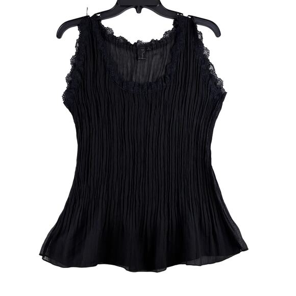 Pretty Angel Y2K Sheer Accordion Tank Blouse Women's Large Whimsigoth Lace Trim - Picture 1 of 10